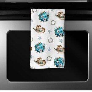 Microfiber Kitchen Towel Western Cowboy Hat Floral Towel